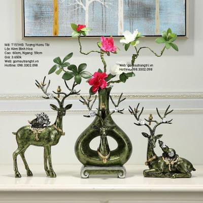 TƯỢNG HƯƠU TÀI LỘC KÈM BÌNH HOA